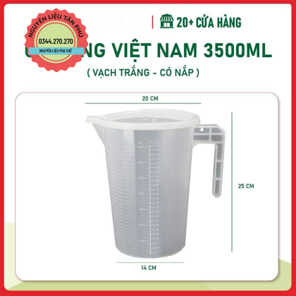 Ca Đong Nhựa Việt Nam 3500ml Vạch Trắng Có Nắp